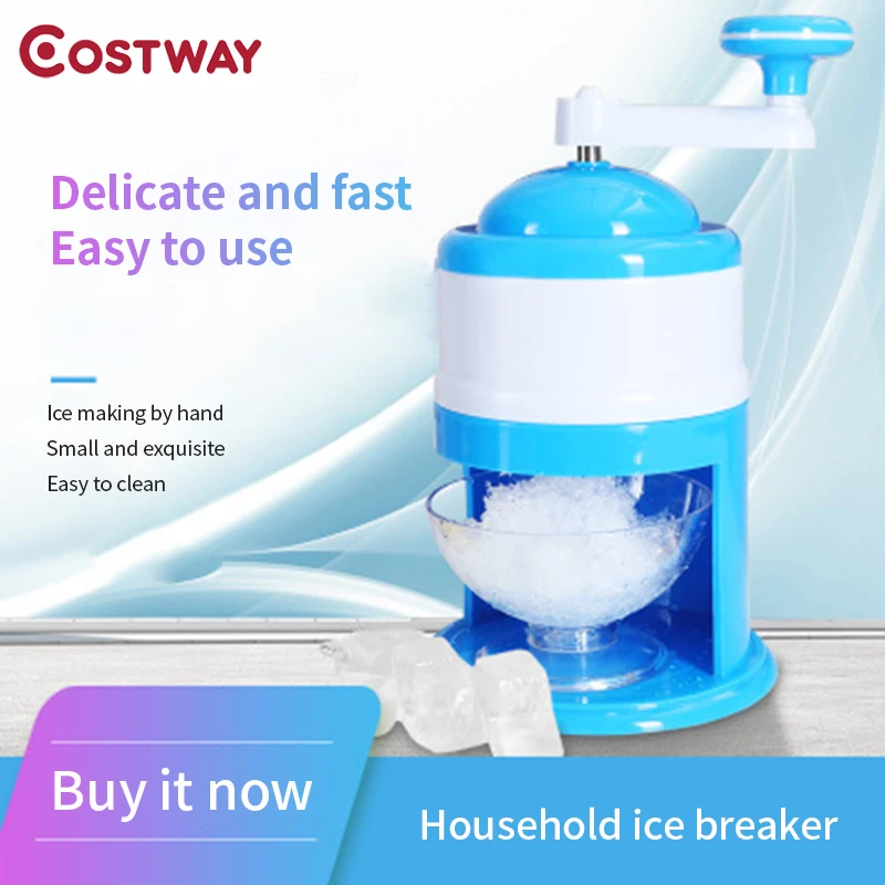 

Costway Household Manual Ice Maker Small Shaved Ice Machine Hand Crusher Child DIY Mini Sponge Ice Ice Crusher Electric