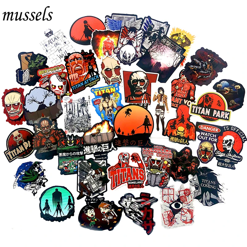 

70Pcs Japanese Classic Attack On Titan Animation Sticker Forskateboard Guitar Luggage Motorcycle Decorative Toy Computer