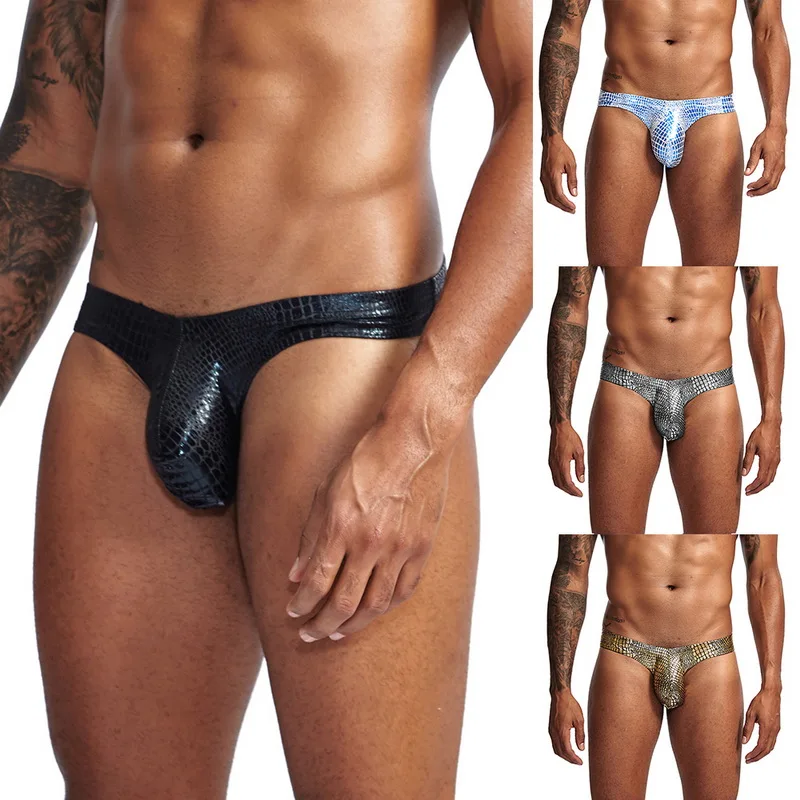 Мужское сексуальное нижнее белье яркая змеиная кожа с низкой талией для геев
