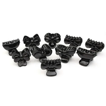 

10 pcs Mixed Small Plastic Black Hair Clips Hairpin Claws Clamps Mini Clamps Fashion Girls Crab Ladies Barrettes Hair Accessorie