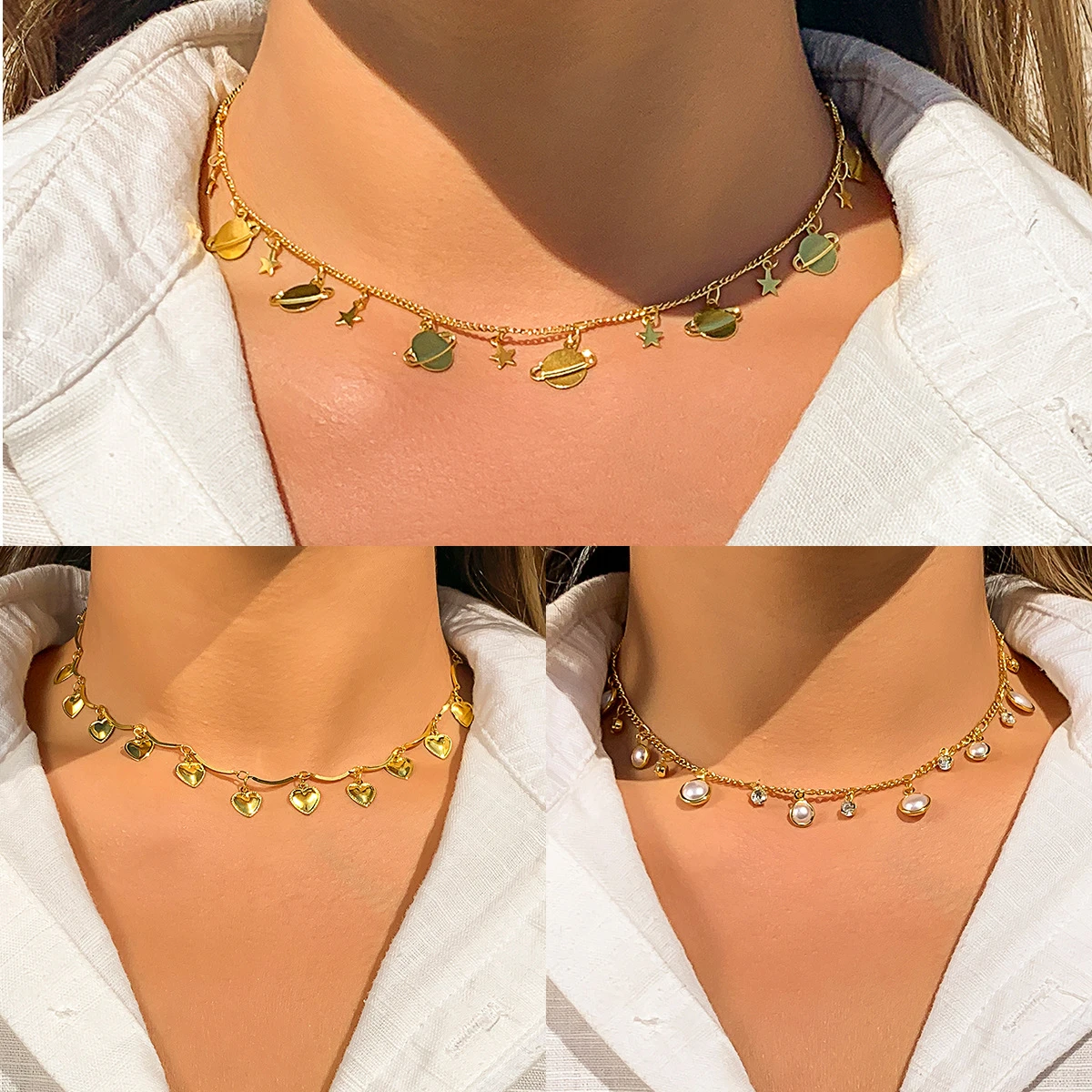 Cadena de cuello barroca para mujer, colgante de Retro de perlas Vintage, Gargantilla de Neptuno tendencia, collar mujer 2021|Collares tipo gargantilla| - AliExpress