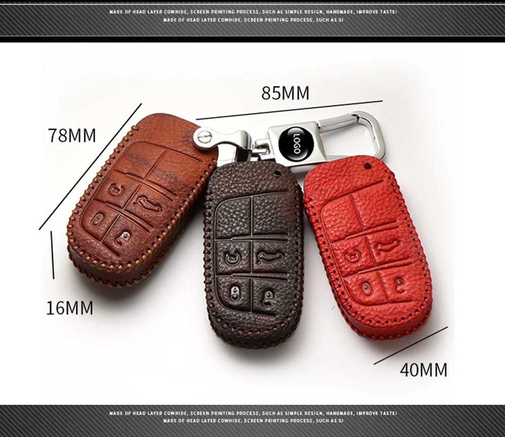 Кожаный чехол с верхним слоем для ключей, кольцо-держатель для Fiat/Jeep Renegade Grand Cherokee Chrysler 300C