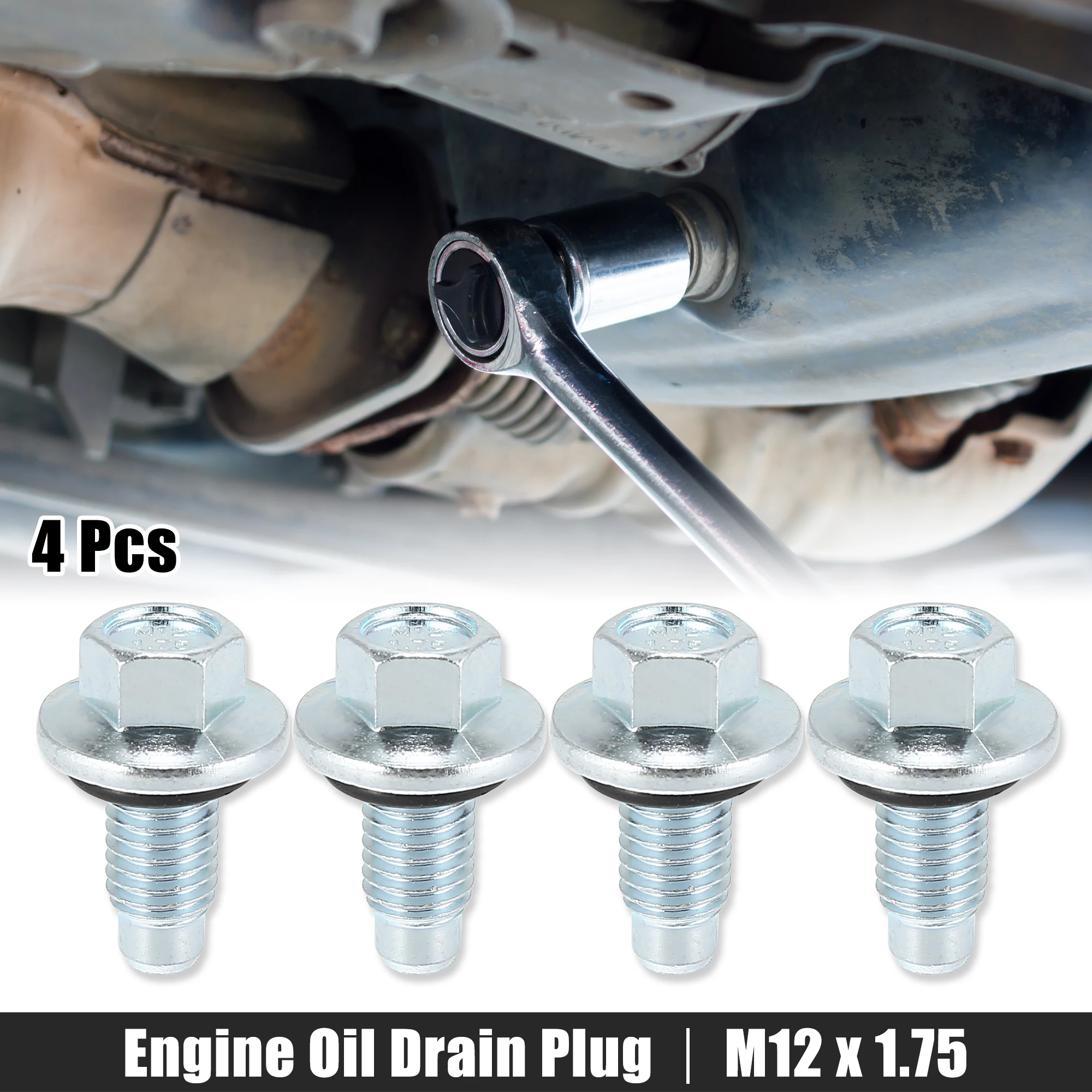 X Autohaux M12 x 1.75 Engine Oil Drain Plug Screw with Stainless Steel Seal Ring Replacement for Buick 1/2/4Pcs oil drain plug