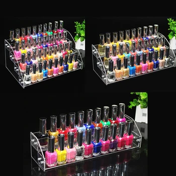

2 To 4 Tier Nail Polish Holder Box Display Rack Stand Case Lipstick Organizer Storage Box Clear Makeup Display Stand