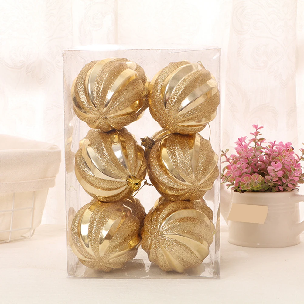 

12Pcs 6cm Christmas Tree Decor Ball Glitter Bauble Xmas Party Hanging Ball Ornament decorations for Home Christmas decorations