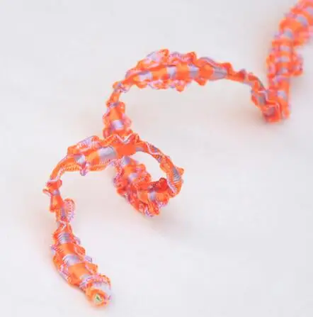 orange purple Ширина 1 см цветная плиссированная полосатая кружевная эластичная лента для одежды юбка украшение для волос аксессуары ручной работы эластичная лента s A0453F - Цвет: orange purple