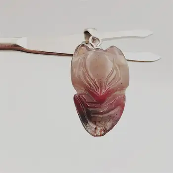 

Genuine Natural Auralite 23 Fox Carved Necklace Pendant 20x13mm From Canada Gift Crystal Water Drop Stone Jewelry AAAAA