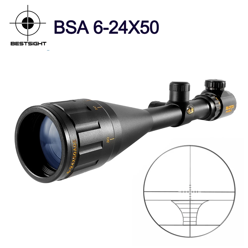 Bsa Optics 624x50aoe Tactical Riflescope Red Green Illuminated Rifle