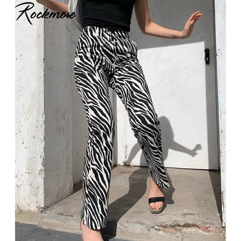 

Rockmore Zebra Striped Print Pants Women Joggers High Waisted Trousers Streetwear Loose Harajuku Wide Leg Pants Femme Sweatpants