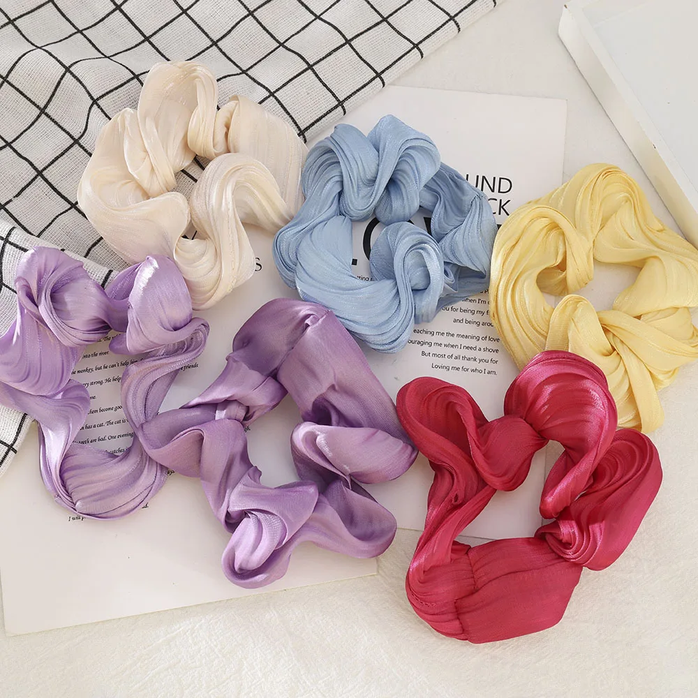 

Solid Color Silky Satin Scrunchie Elastic Hair Bands Girls Fashion Candy Color Ponytail Holder Hair Rope Headwear