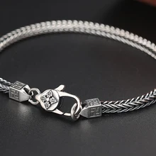 Твердые 925 пробы серебряные мужские и женские влюбленные Vajra Лисохвост цепи браслет A3346