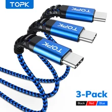 Cable micro USB tipo C de nailon para dispositivos electrónicos, paquete de cable de datos con 3A, de 1M (3.28 pies) y carga rápida para Xiaomi Redmi Note 8, por 3 uds.