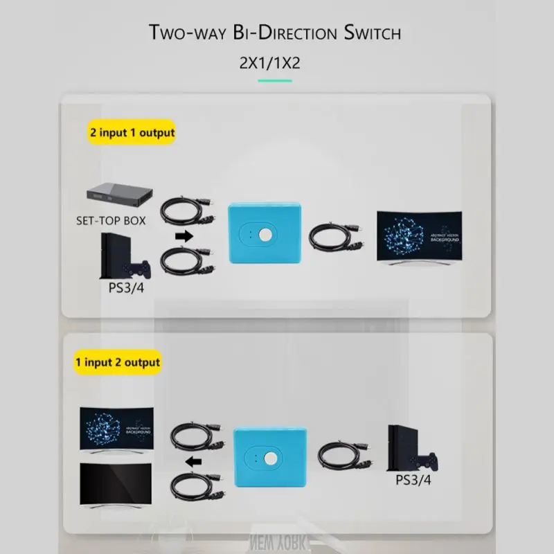 Для переключателя для HDMI Bi-Direction 1x2/2x1 2 порта Plug-and-play 4K Аудио-Видео сплиттер Switcher