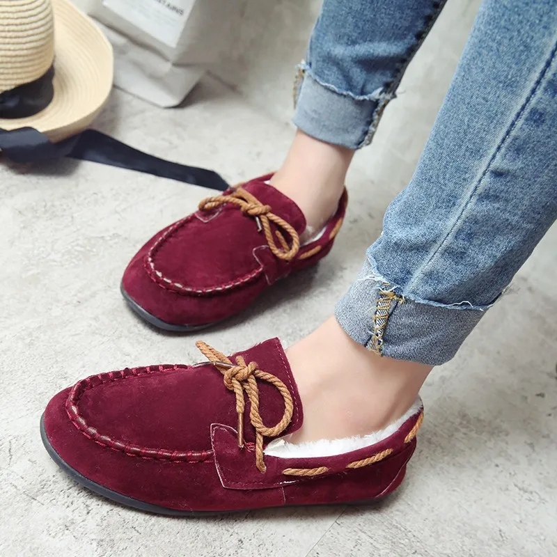 

-2018 Winter New Style plus Velvet WOMEN'S Shoes Korean-style Flat Comfortable Foot Covering Warm WOMEN'S Shoes