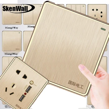 

86 type wall switch socket panel 1/2/3 / 4Gang1Way 2Way household large panel USB five hole switch socket