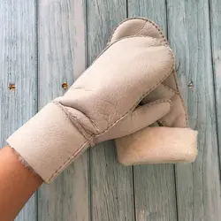 Новинка 2019 зимние уличные толстые теплые перчатки из кашемира женские Искусственные перчатки из овечьей кожи с подогревом меховые варежки