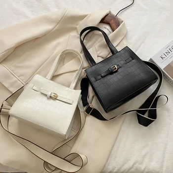 

Solid Stone Pattern Handbags Women Retro Female Top-handle Shoulder Messenger Bag for Ladies