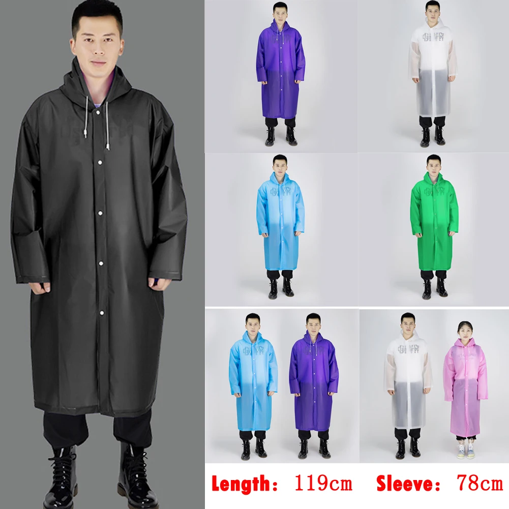 Новая мужская трендовая Женская непромокаемая куртка EVA с капюшоном и пуговицами, дождевик, плащ-пончо, дождевик на пуговицах