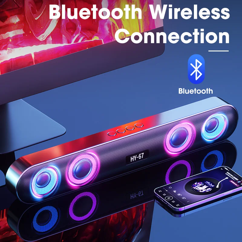 PC Soundbar Wireless 6D Surround Speaker Bluetooth 5.0 Home Wired Computer Stereo Subwoofer Sound Bar PC Laptop Theater TV Aux - ANKUX Tech Co., Ltd