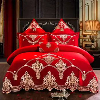 

Home Textile Duvet Cover Set with beautiful golden pattern Comforter Cover Set cotton Chinese style of Quilt Cover Set