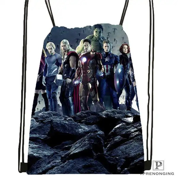 Drawstring Backpack Custom Marvell_charac_group походная сумка на шнурке милый рюкзак для детей(черная спинка) 31x40 см#2018612-01-18 - Цвет: Drawstring Backpack