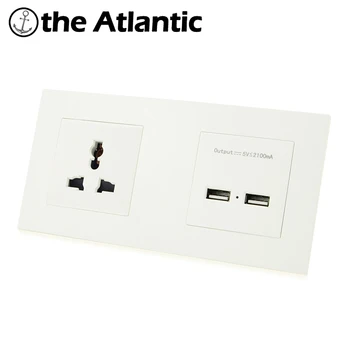 

Atlectric Universal Standard Plug Power Socket Dual USB Charging Port Double Wall Socket Plastic Panel Electrical Outlet