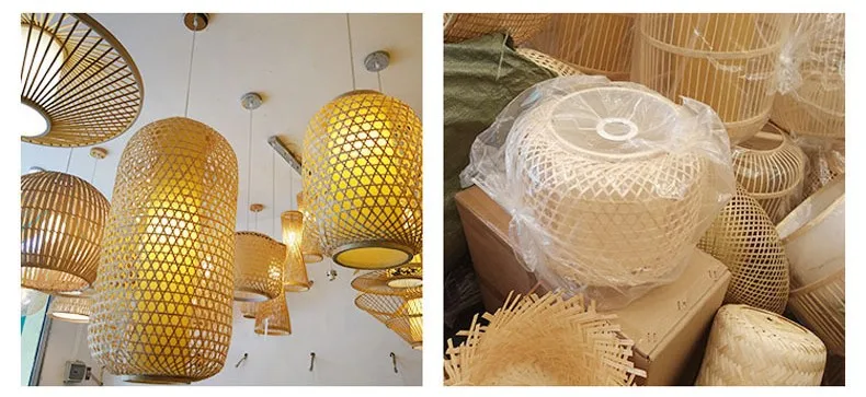 Bamboo Carving Rattan Pendant Lights Creative Restaurant Bar Hotel Teahouse Hanglamp Living Room Dining Room E27 Pendant Lamps