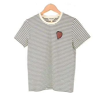

18 Summer Playful Love Nail Beads Pure Cotton Stripes T Shirt Teddy 85046