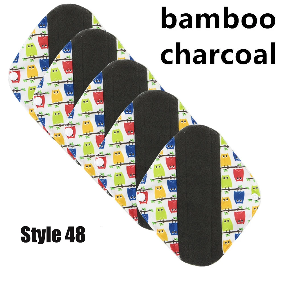 Style 48 (1PC) S Бамбуковая моющаяся ткань для менструальных подушечек, гигиенический уголь, многоразовый вкладыш для трусиков, Женский гигиенический Менструальный Mama Менструальный стиль 16 - Цвет: Style 48 (1PC) S