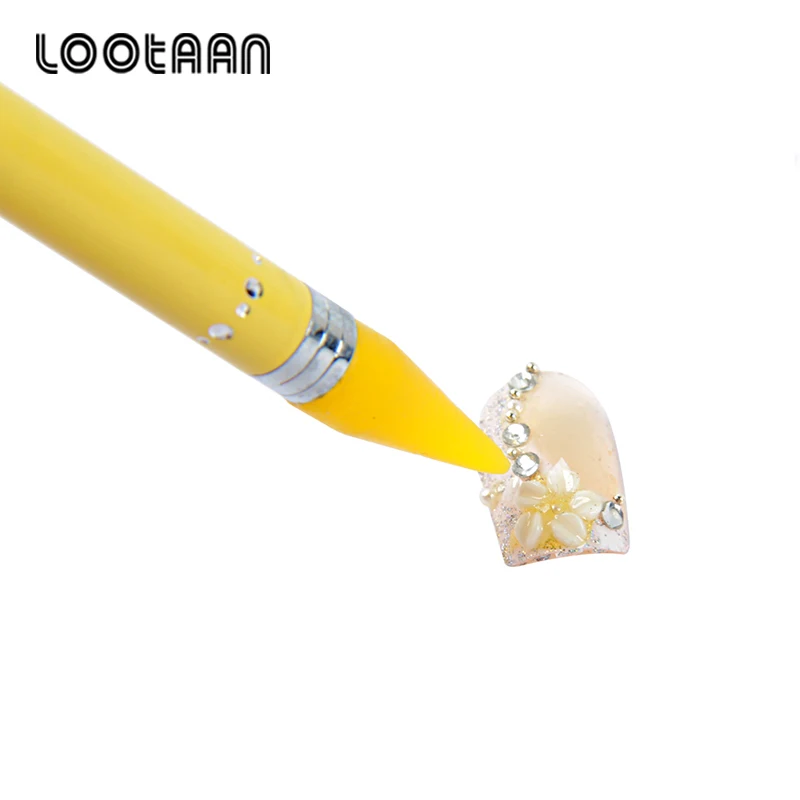 Lootaan 1 шт. 2 головы воск для очистки ногтей Стразы гель-аппликатор Уход за ногтями Декор Аксессуары двойной конец