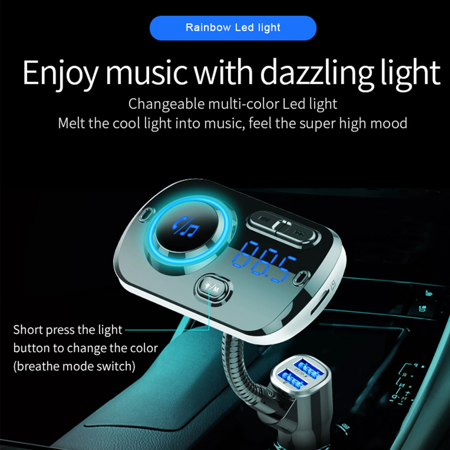 Besegad портативный автомобильный Bluetooth fm-передатчик беспроводной радио адаптер AUX MP3 плеер с двойной зарядное устройство usb