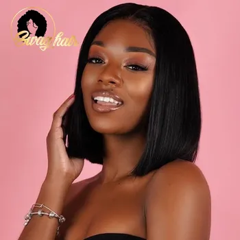 

Swag Brazilian Wig Straight Short Bob Lace Closure Wigs 4x4 Lace Closure Human Hair Wigs Pre-plucked With Baby Hair Remy Hair