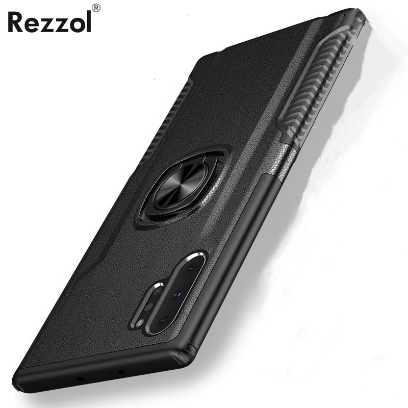

For Samsung Galaxy Note10 Case Metal Ring Silicone Car Stand Back Cover for Samsung Galaxy Note 10+ S10 Plus S10e Case