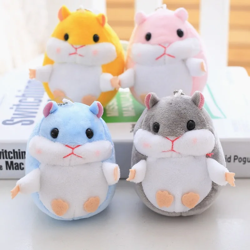 

Mini Hamster Keyrings Keychains Faux Rabbit Fur Pompom Fluffy Trinkets Car Handbag Pendant Key Chian Ring Holder