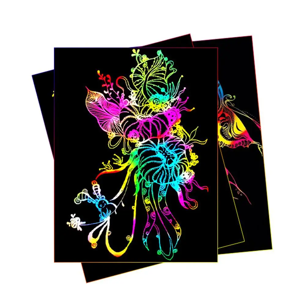 10 шт DIY Бумага для заметок 16 к цветная граффити скребковая детская бумага для рисования с профессиональным скребком без порошка
