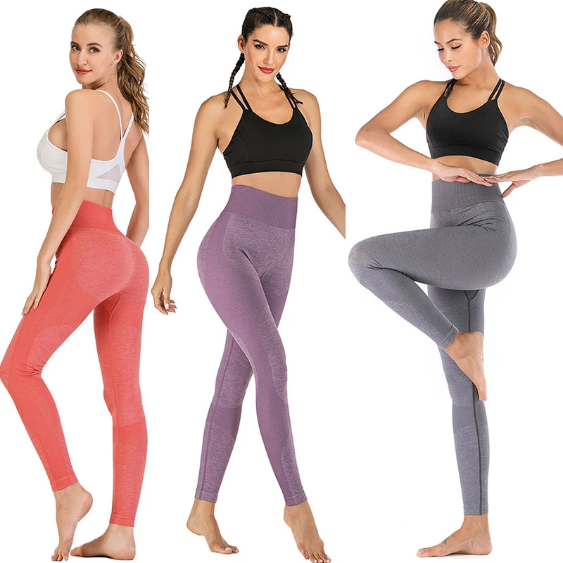

Women Polyester High Waist Seamless Leggings Fashion Super Stretch Leggings Ankle Fitness Gym Pants Push-up Pants