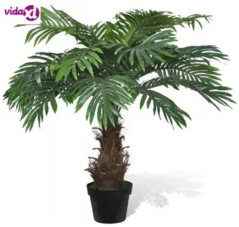 

VidaXL Palmier Artificiel 80 Cm Plastic Plant And 1 Pot With 21 Green Leaves Never Wither Home Decoration Home Accessories