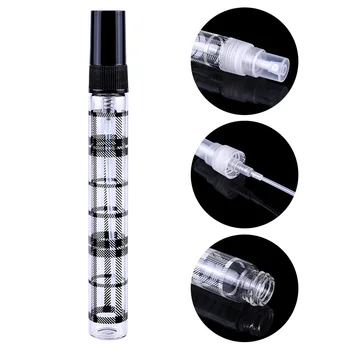 

300Pcs/lot 10ml Portable Mini Perfume Empty Glass Bottle, Grid Line Clear Bottle Cosmetics Bottled Toner Spray Bottle Nebulizer