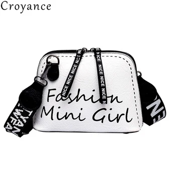 

Croyance New Fashion Women's Messenger Bag PU Leather Shell Bag Letters Printed Small Shoulder Bags Purses and Handbags