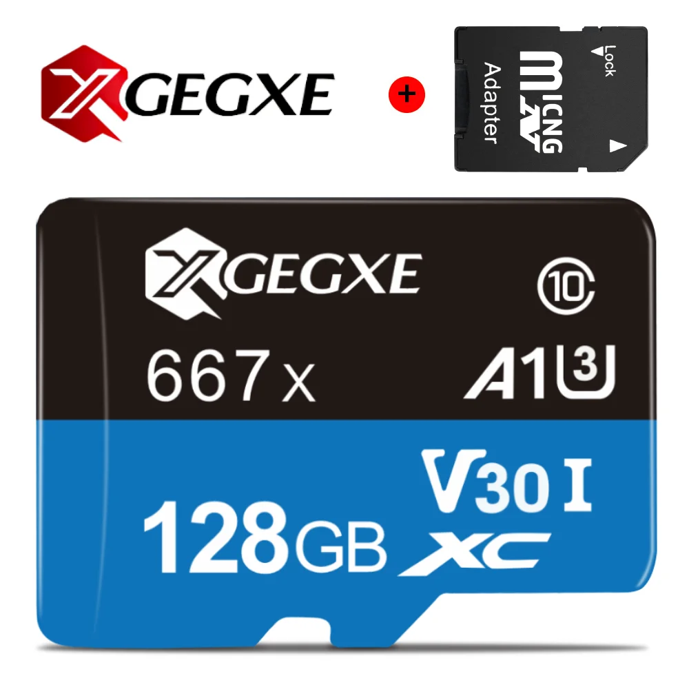128GB with adapter Карта памяти XGEGXE 64 Гб Micro SD карта 32 Гб 128 ГБ 256 ГБ 512 ГБ TF Карта Cartao de memoria класс 10 для планшета до 98 МБ/с - Емкость: 128GB with adapter
