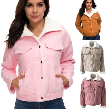 

Women Winter Coat Corduroy Jacket Thick Warm Short Outerwear Student Faux Rabbit Velvet Parka Slim Fur Coat Plus Size Coat