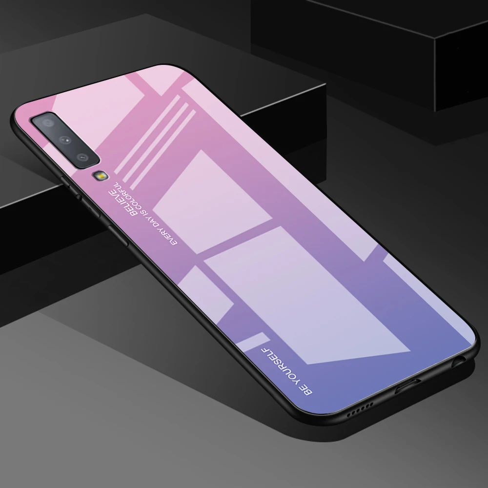 02 Градиент закаленное Стекло чехол для samsung Galaxy A50 A70 Примечание 10 9 8 S8 S9 S10 плюс S10e 80 30С 40С 20e A7 чехол для телефона чехол - Цвет: 02