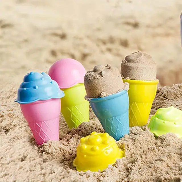 5pcs/set Summer Baby Beach Toys Kids Ice Cream Cone Digging Scoop Set Gifts For Children Outdoor Sand Water Toys Random Color 2