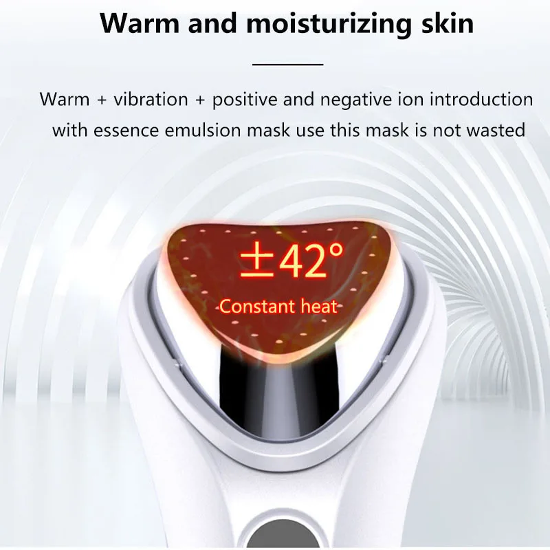  Ultrasonic Face Lifting Warm Hot Therapy Massager Ion Vibration Clean Moisturize Wrinkle Removal Sk