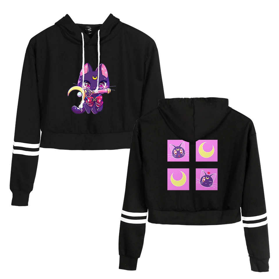 Сейлор Мун укороченная Толстовка для женщин Kawaii 90s Мультфильм Ullzang толстовка с капюшоном Dragon Ball Harajuku горячая Распродажа Осень корейский стиль