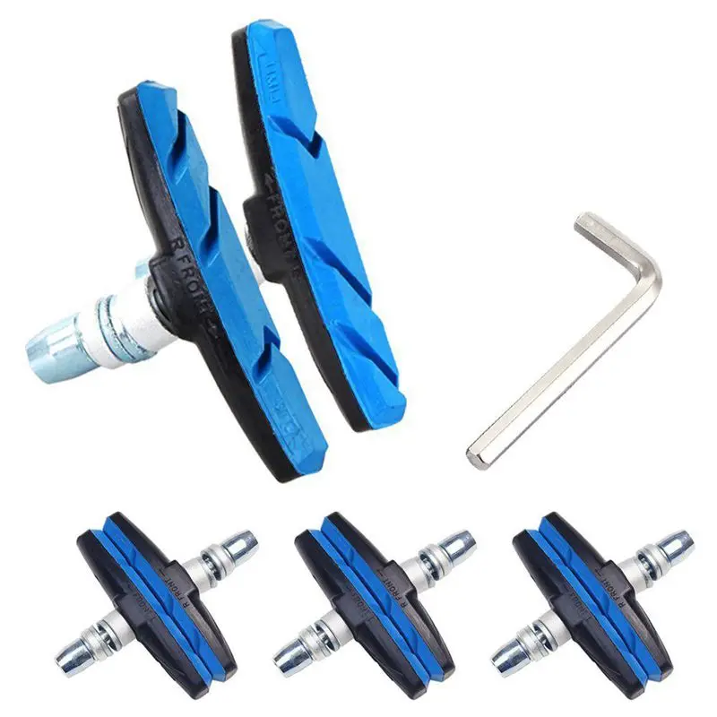 

Bike Brake Pads Set, 3 Pairs Road Mountain Bicycle V-Brake Blocks Shoes with Hex Nut and Shims, No Noise No Skid, 70mm(blue)