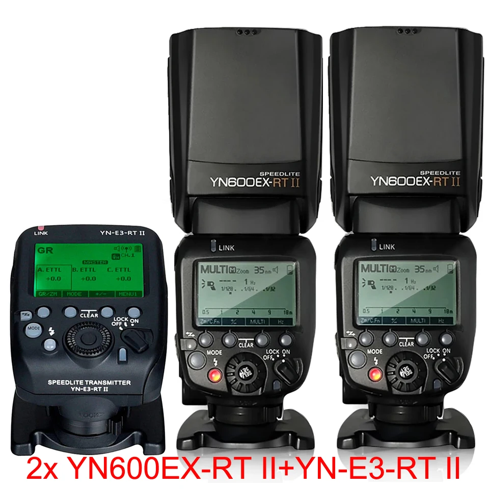 Светодиодная лампа для видеосъемки YONGNUO YN600EX-RT II ttl мастер Вспышка Speedlite для Canon Камера 2,4G Беспроводной 1/8000s HSS GN60 с YN-E3-RT II передатчик - Цвет: YN600EX-RT II  Set