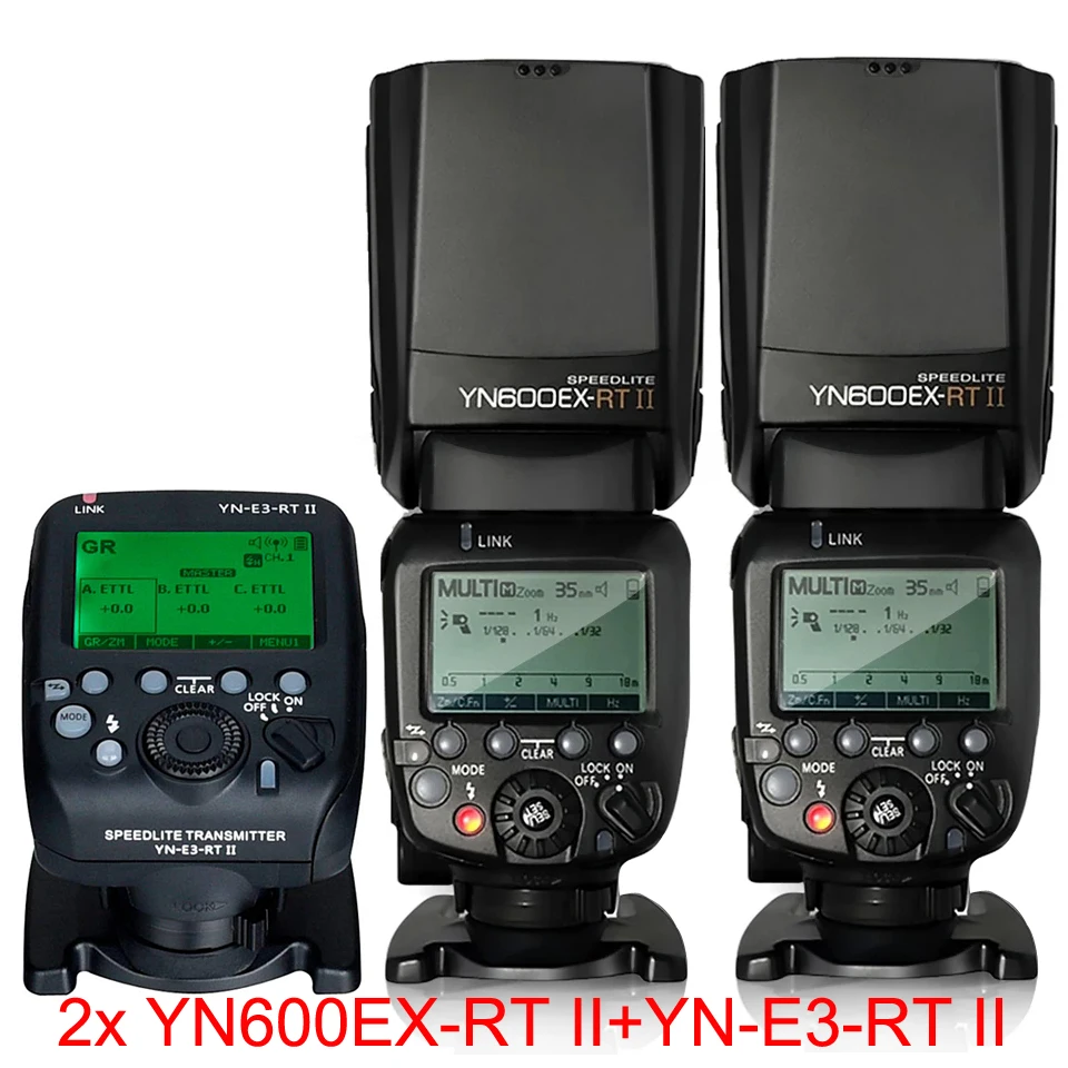 YN600EX-RT II Set Светодиодная лампа для видеосъемки YONGNUO YN600EX-RT II ttl мастер Вспышка Speedlite для Canon Камера 2,4G Беспроводной 1/8000s HSS GN60 с YN-E3-RT II передатчик - Цвет: YN600EX-RT II Set