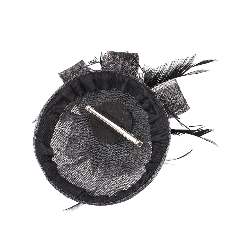 vintage millinery fedora hat Women Wedding hair fascinators hats navy beauty sinamay loops headpiece feather married headdress