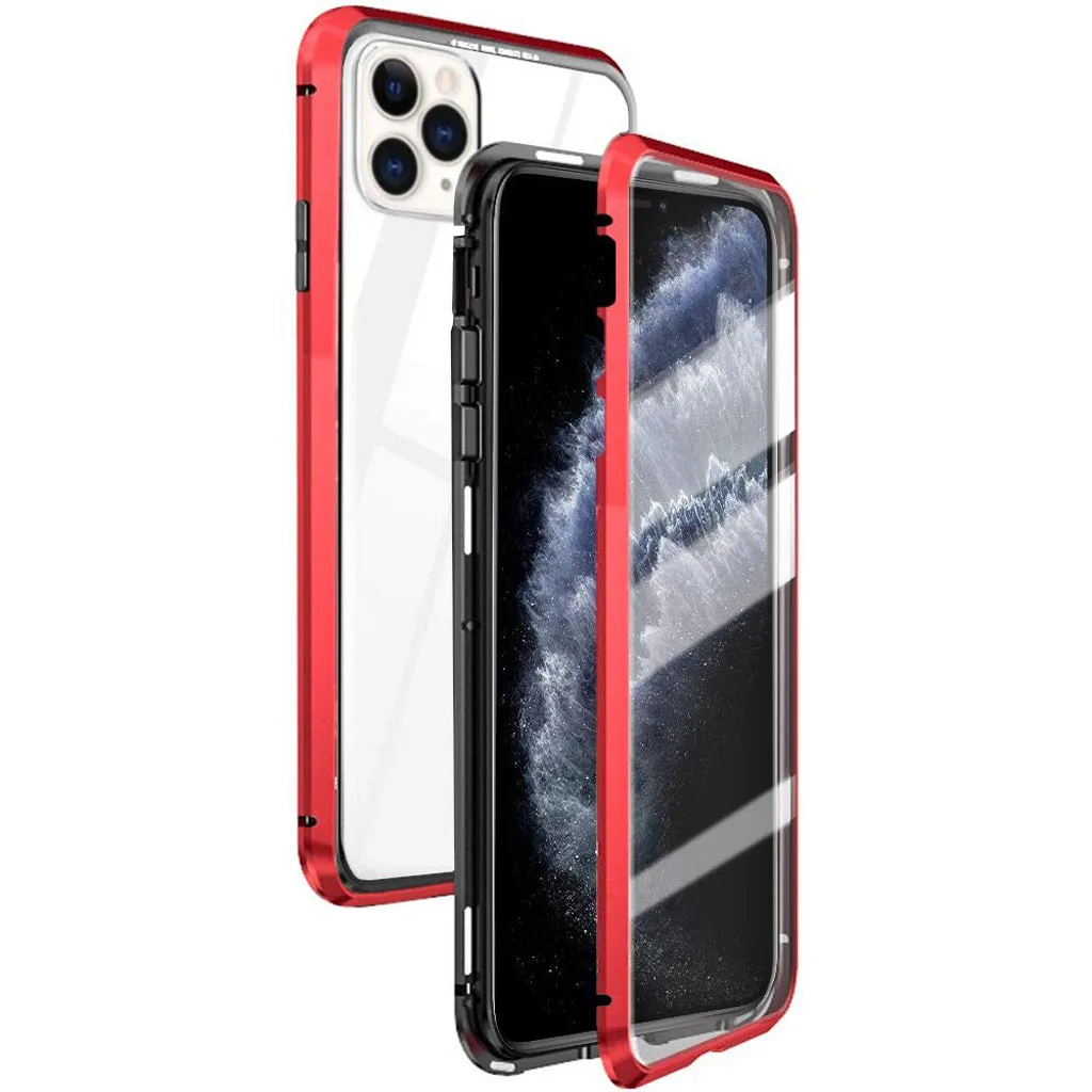 Для iphone 11 чехол-бампер с магнитной адсорбцией металлический бампер стеклянный чехол для телефона чехол для iphone 11 pro max чехол 919#2